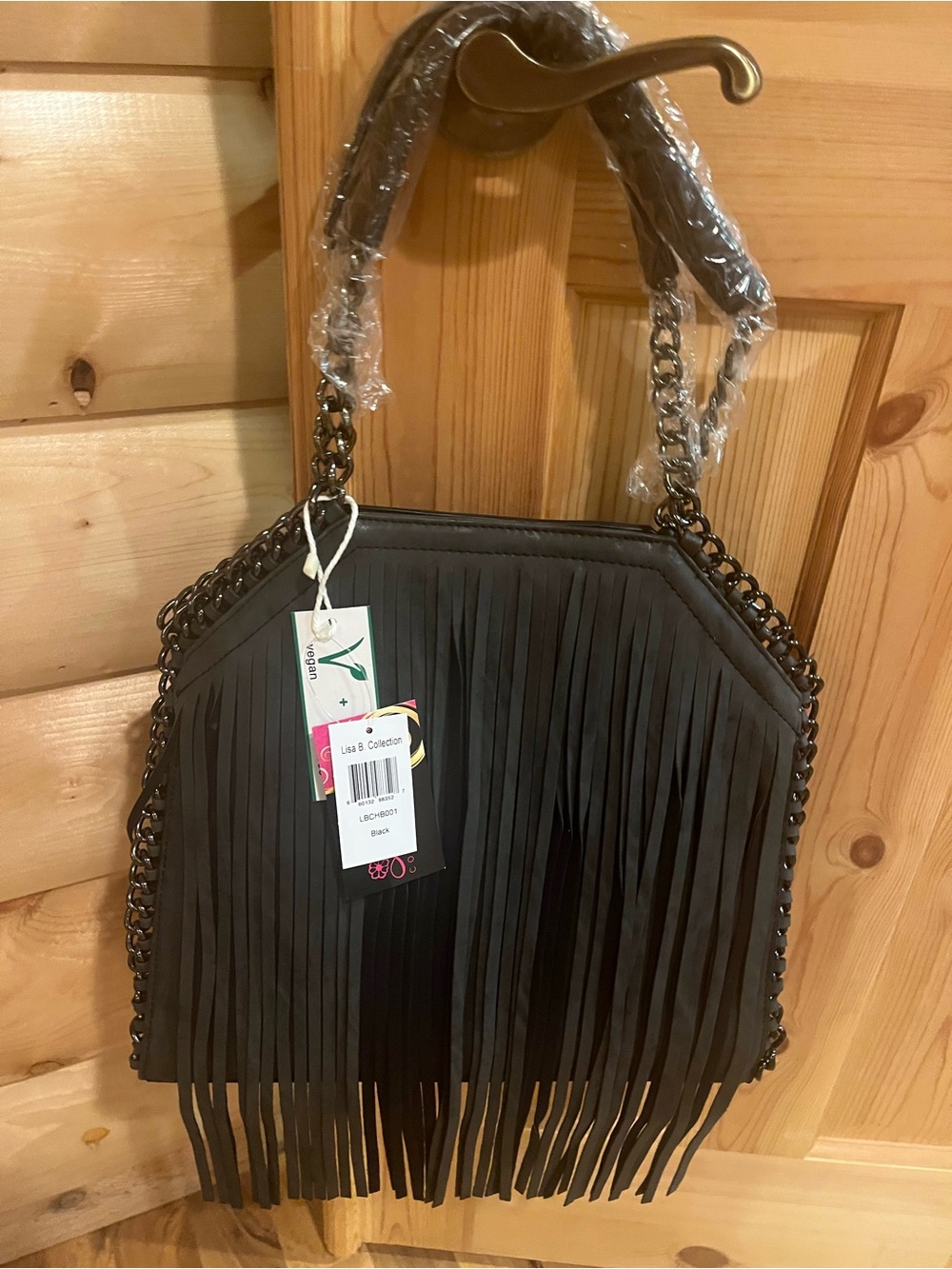 Fringed Black 🖤 Shoulder Bag with Chain Handles New 🆕